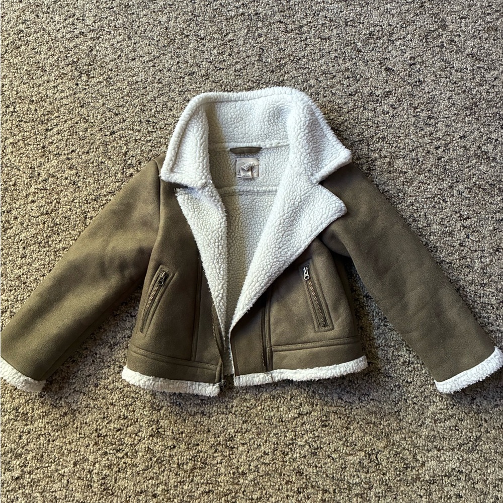 Kids Faux-Shearling Lined Jacket - Olive